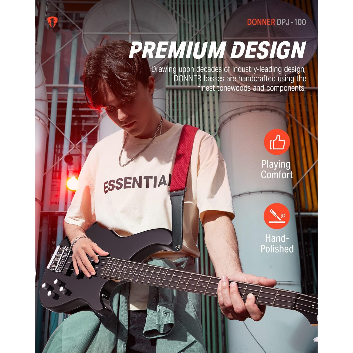 Donner DPJ-100 PJ-Style Bas Gitar (Siyah) - Görsel 6
