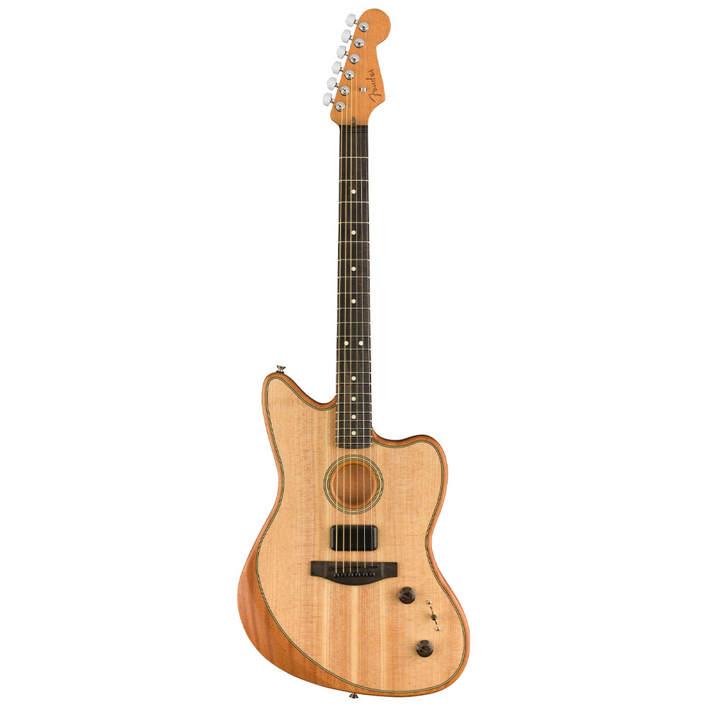 Fender American Acoustasonic Jazzmaster Abanoz Klavye Natural Elektro Akustik Gitar - Görsel 5