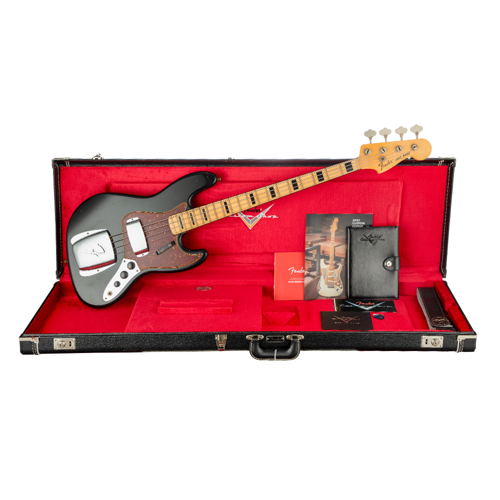 Fender Custom Shop 1968 Jazz Bass Journeyman Relic Aged Black Bas Gitar - Görsel 5