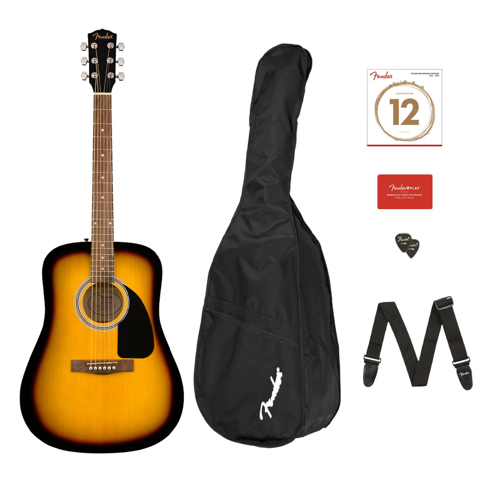 Fender FA-115 Dreadnought Pack w/Bag WN Sunburst Akustik Gitar - Görsel 4