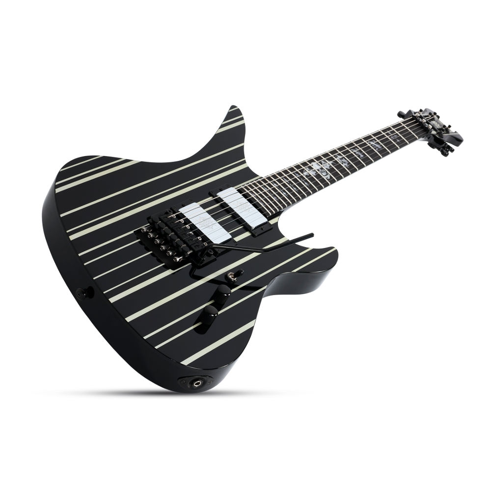 Schecter Synyster Custom FR Elektro Gitar (Gloss Black & Silver Pin Stripes) - Görsel 2