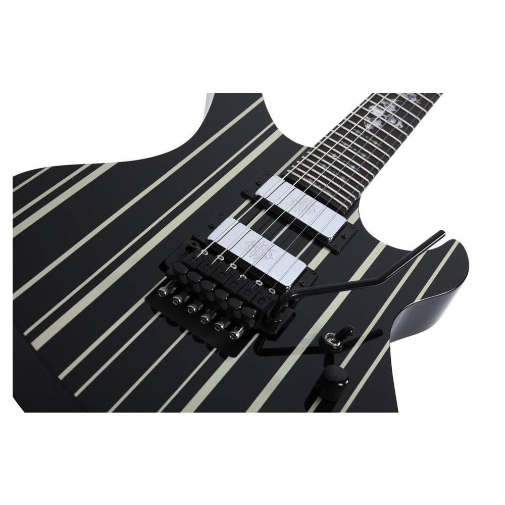 Schecter Synyster Custom FR Elektro Gitar (Gloss Black & Silver Pin Stripes) - Görsel 5